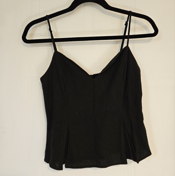 Zara Tank Top Womens Medium Smocked Blouse adjustable strap Layered black - Picture 1 of 7